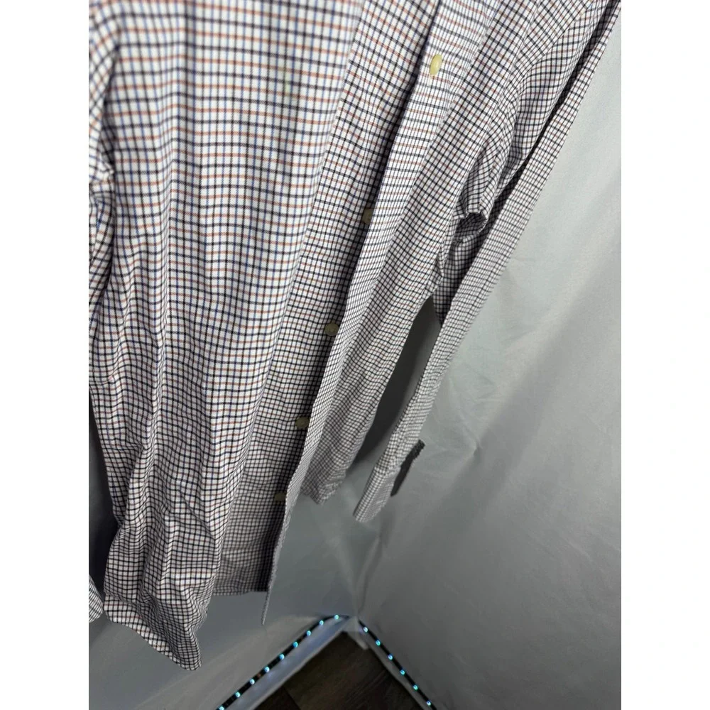 Banana Republic Mens Non-Iron Slim Fit Tattersall Check Button Down Shirt Blue M